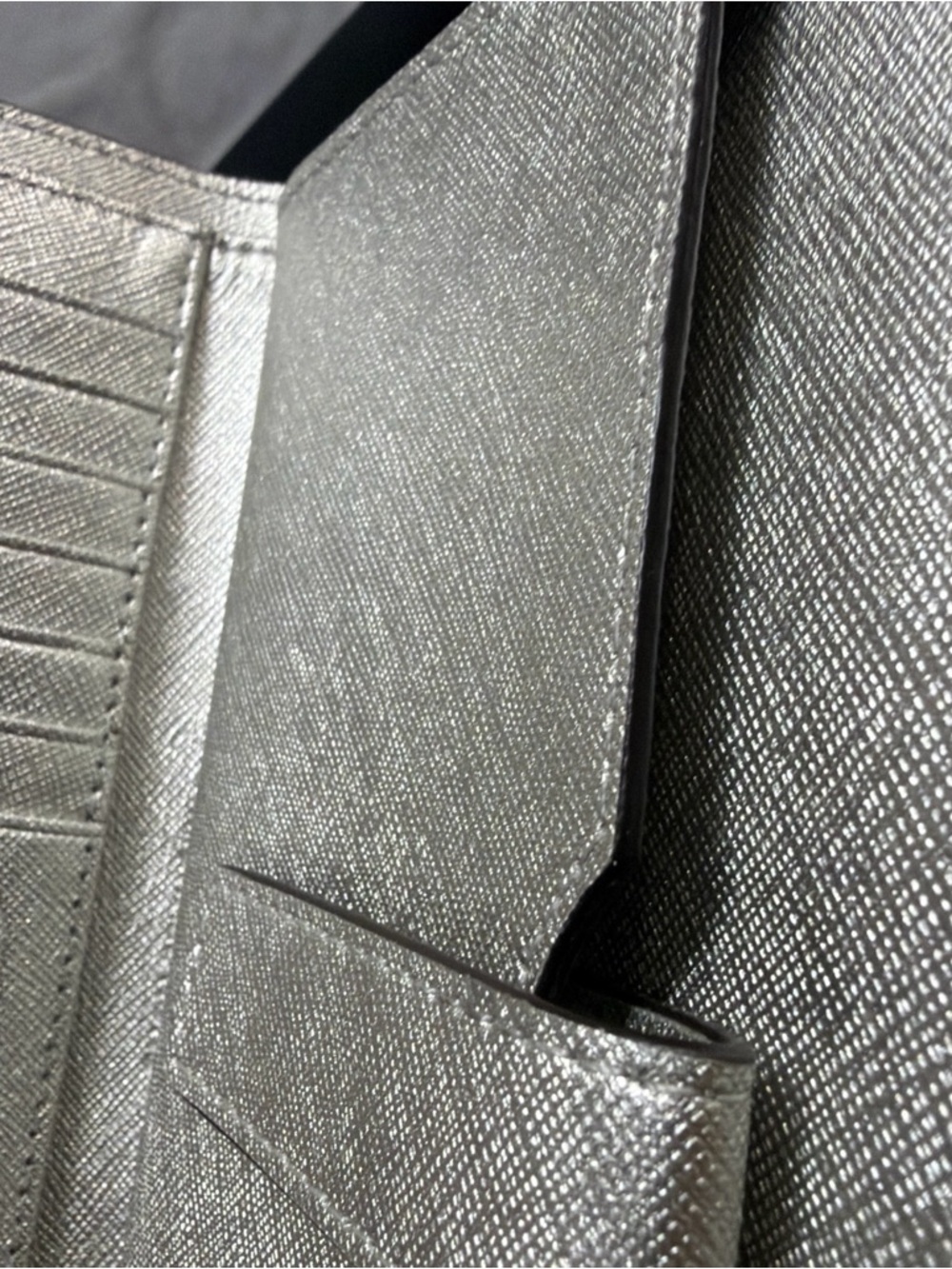 Michael Kors Metallic silver patent leather Croc-Embossed Zip Wallet clutch - Picture 7 of 16
